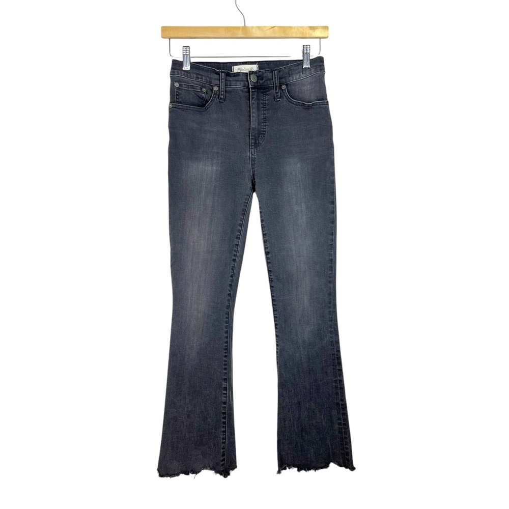 Madewell Cali Denim Boot Jeans Berkeley Black Chewed Hem Edition Size 26 Tall